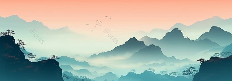 中国风夕阳风景山水墨画,插画/手绘图,插画/手绘图库,插画/手绘图下载,插画/手绘